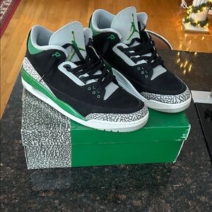 Jordan 3 Pine Green Black and Green Sneakers with Cement